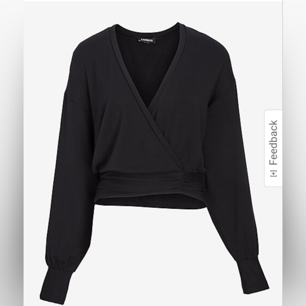 Express Solid Wrap Front Dolman Sleeve Sweatshirt - image 4